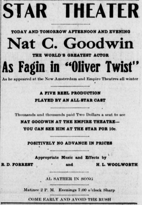 Oliver Twist at the Star, 1912