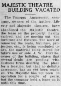 Majestic theater vacated, 1928
