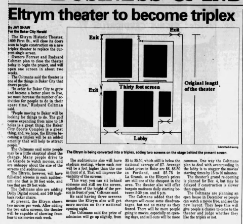 1998 article announcing renovation