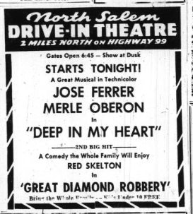 Advertisement featuring the branding of the North Salem Drive-In Theatre