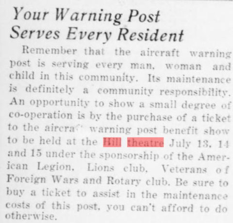 “Your Warning Post Serves Every Resident.” The Hillsboro Argus, 9 July. 1942, p. 12.