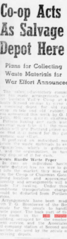 “Co-op Acts as Salvage Depot Here.”&nbsp;The Hill Theatre,&nbsp;14 May. 1942, p. 1. 