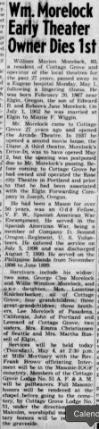 Wm. Morelock's death