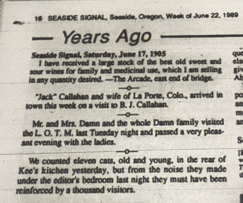 A remembrance of Jack Callahan's visit to Seaside