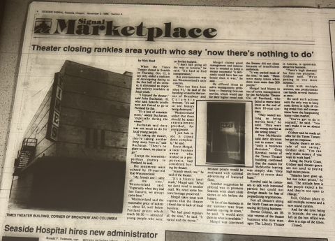 News clipping from the closing of the original theatre