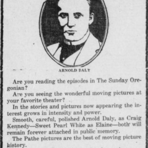 Advertisement for The Exploits of Elaine.