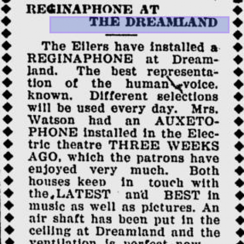 Reginaphone at the Dreamland, 1909