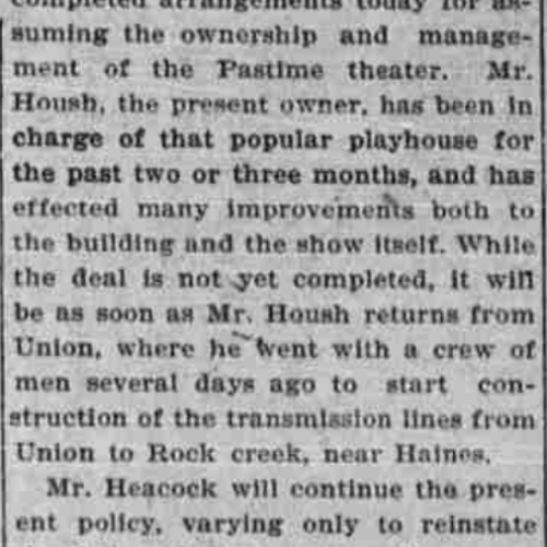 The Pastime is sold and an orchestra is planned to be added to the shows