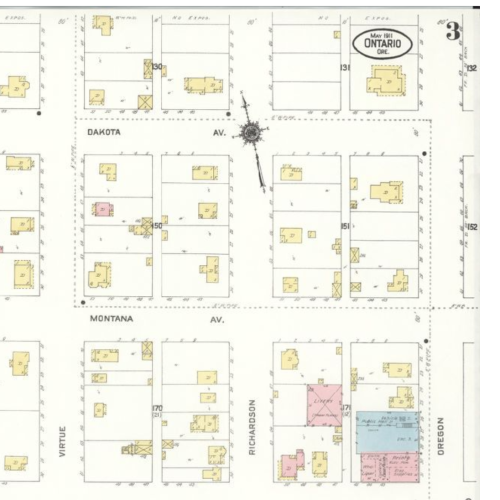 Sanborn Fire Map from Ontario, OR, 1911