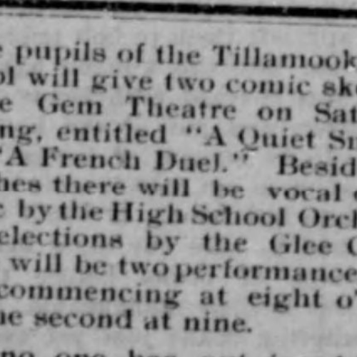An ad for comic sketches by students at Tillamook High School