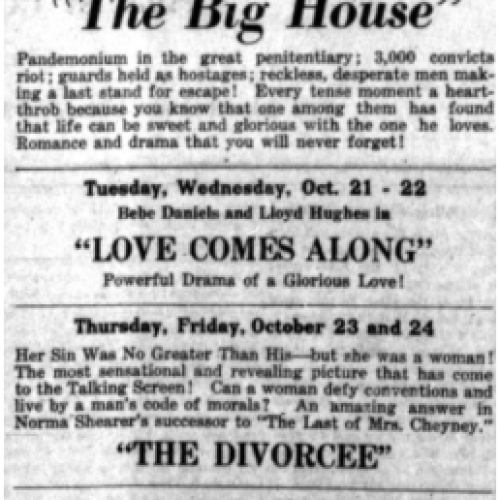 Coquille Valley Sentinel, advertisement, October 17, 1930.