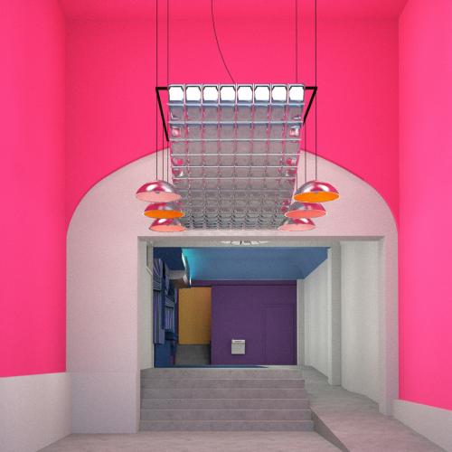 Newly updated interior of entrance to the Tomorrow Theater