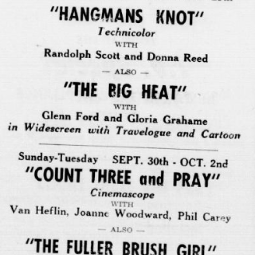 September 26 - October 6th film showings for the Terrace Drive-In Theatre