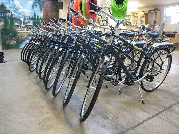 Several bikes available for rent.