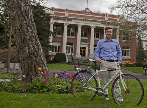 McAndrew's transportation interests are focused on transit policies, especially for bicycles and pedestrians. Photograph by Cody Rappaport. Joe McAndrew