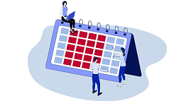 image of graphic with a person sitting on a calendare