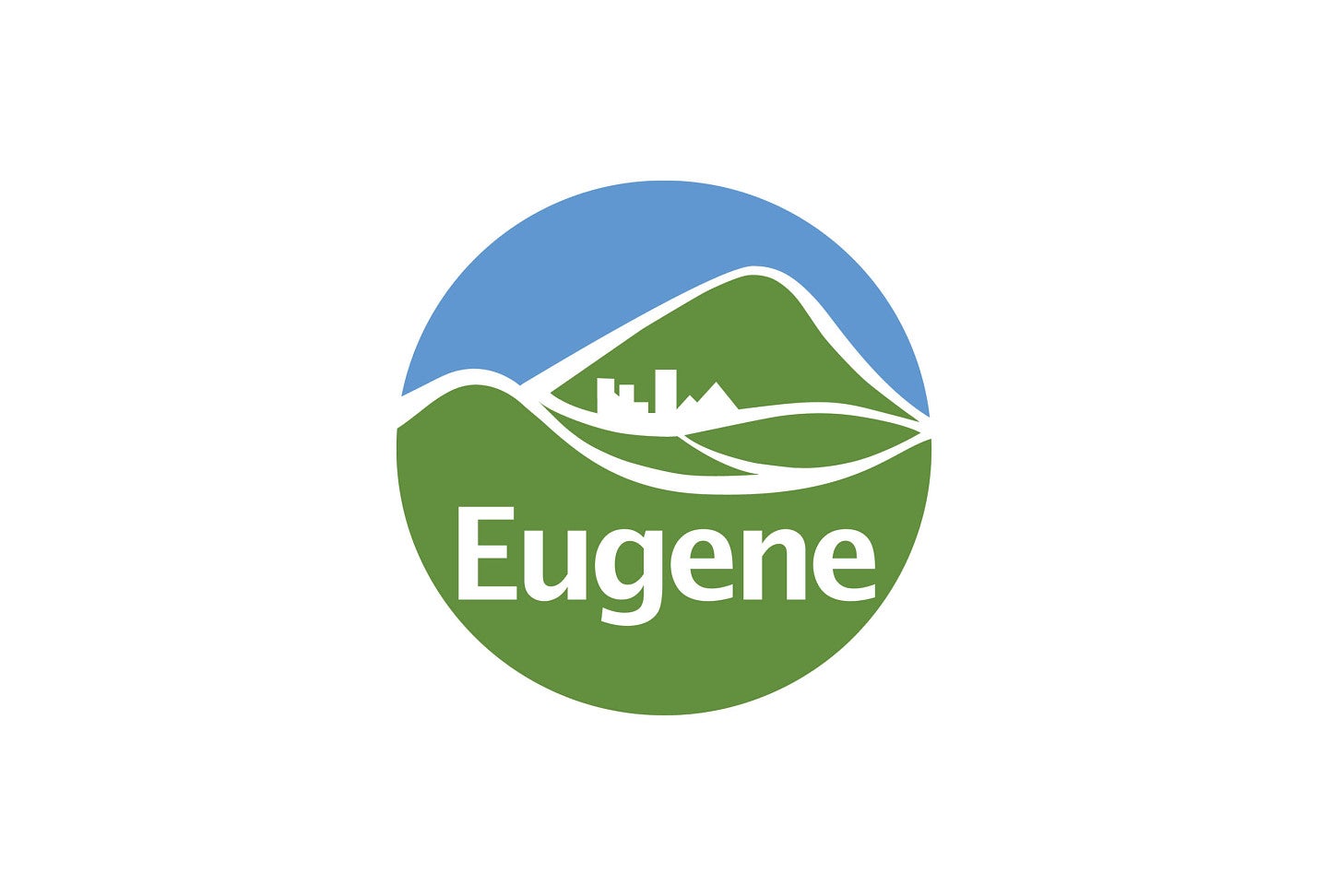 City of Eugene logo with imagery of city and mountains
