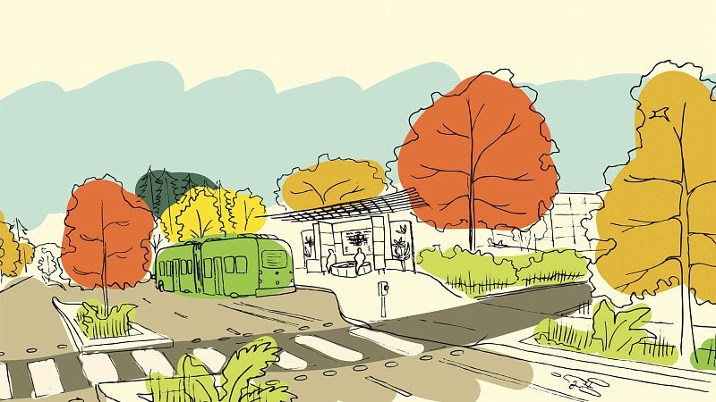 Colorful illustration of Waremart Site Redevelopment Concept Plan