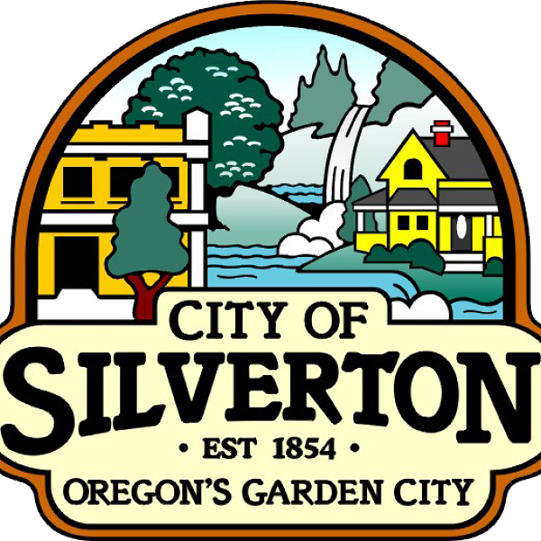 Silverton logo with houses and a waterfall