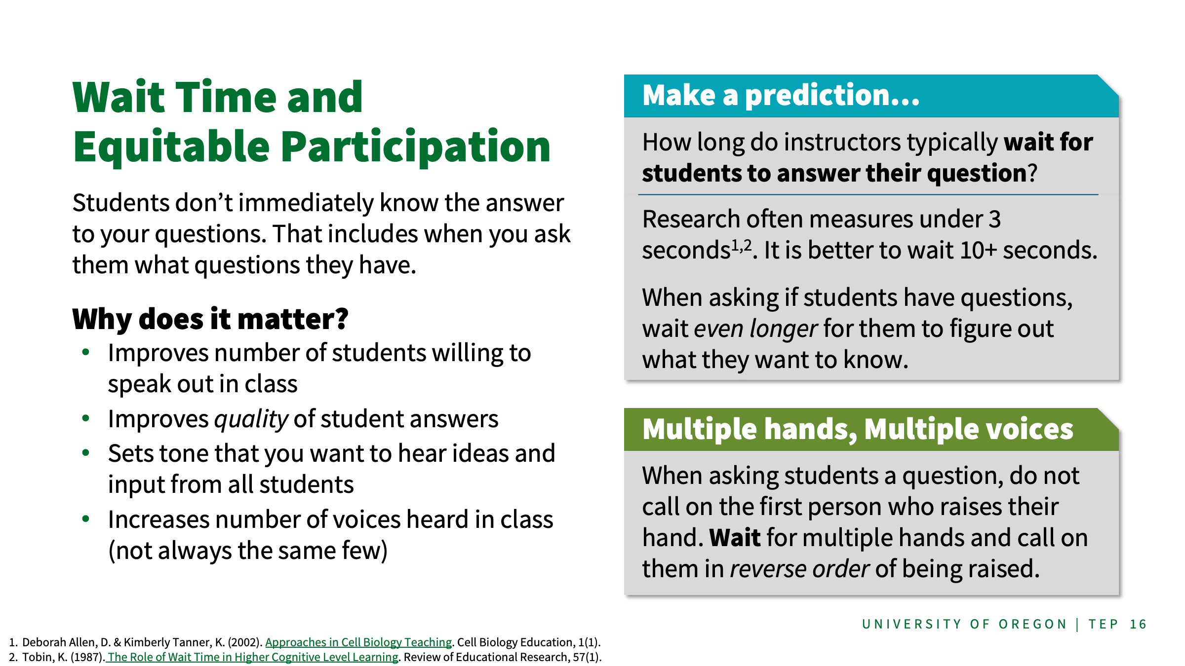 Wait Time and Equitable Participation Tidbit Slide
