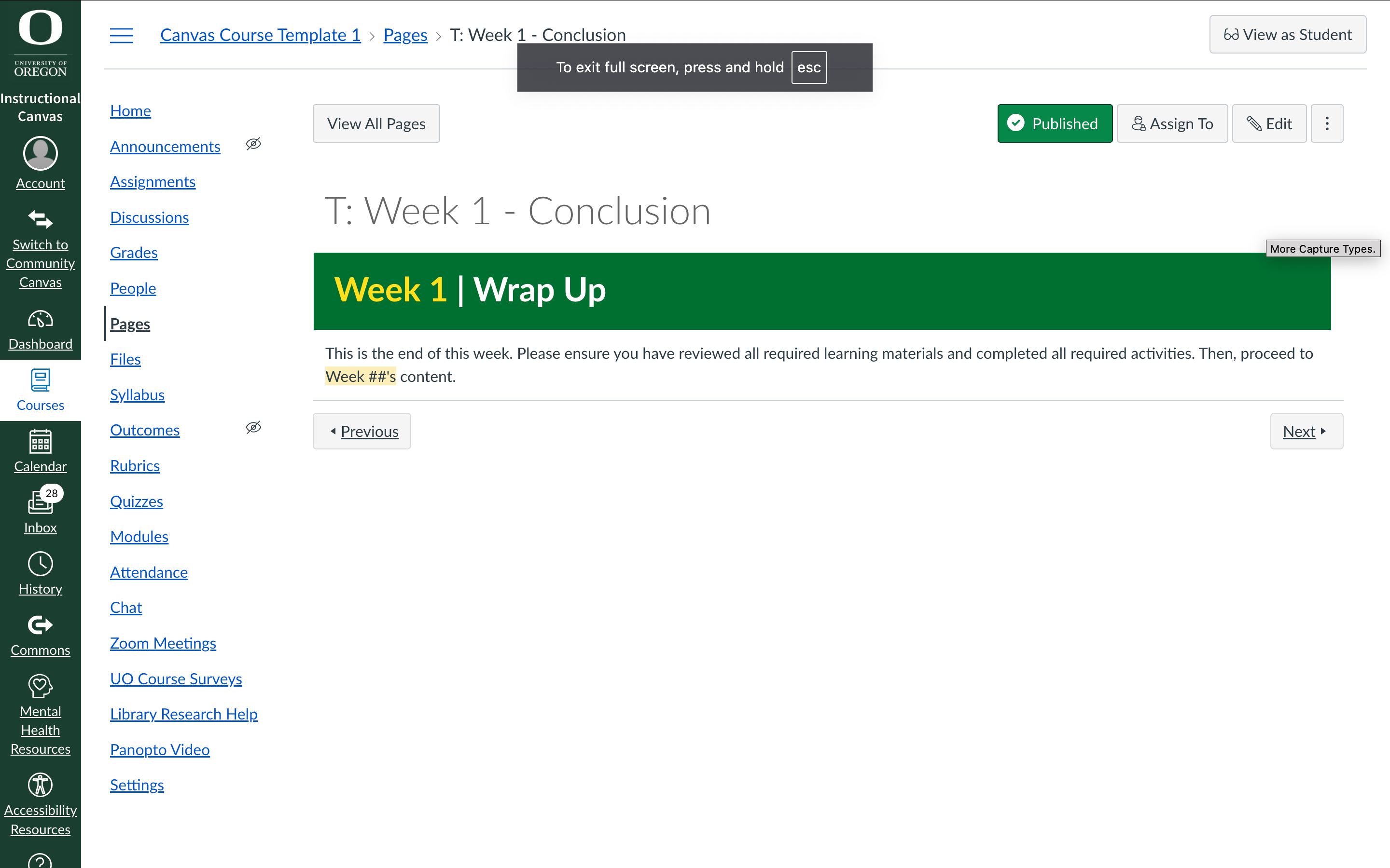 Desktop Canvas Week 1 template 1 preview of a Wrap Up Page