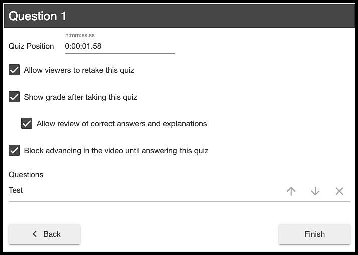 Quiz question options