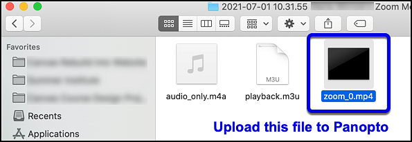 Zoom mp4 file to upload to panopto