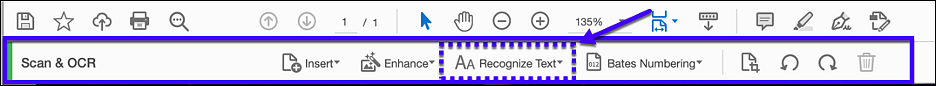 adobe acrobat scan and ocr ribbon menu