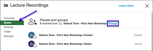 Panopto sub-folder sharing settings