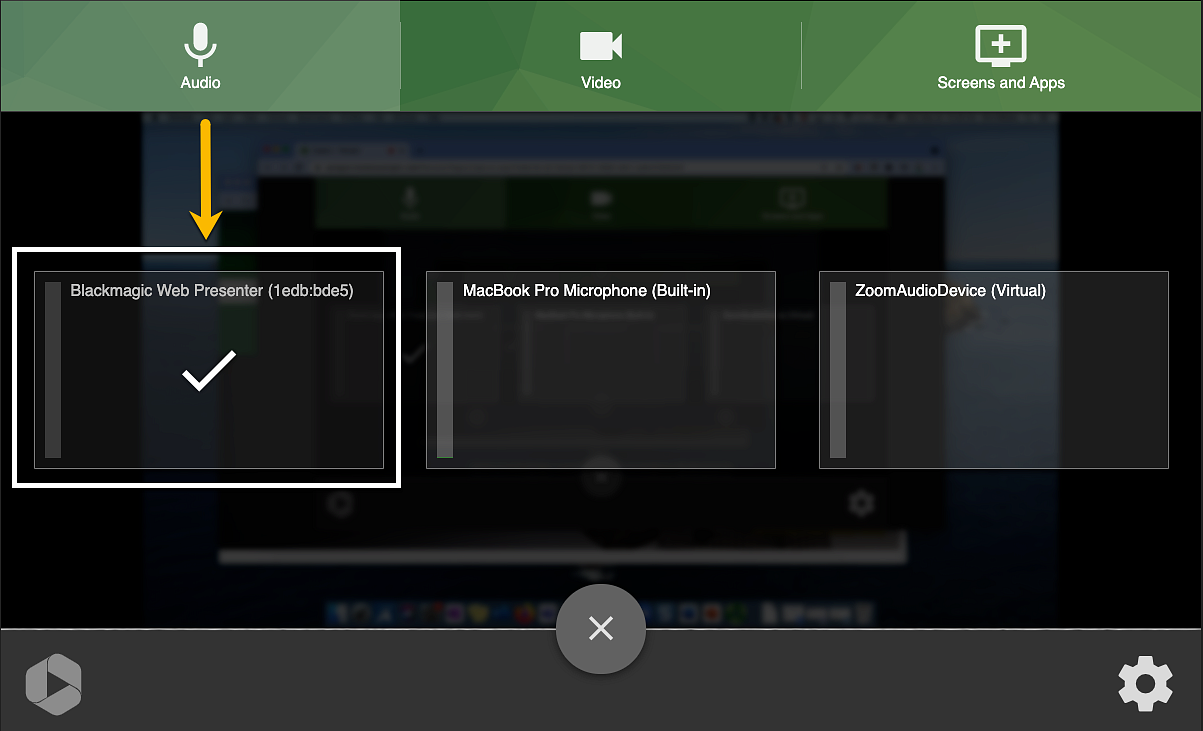 Panopto Settings Window showing the Audio settings.