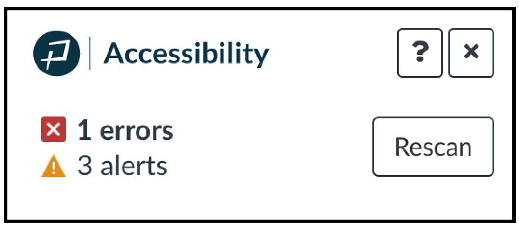 PopeTech Accessibility Checker Rescan and Close buttons