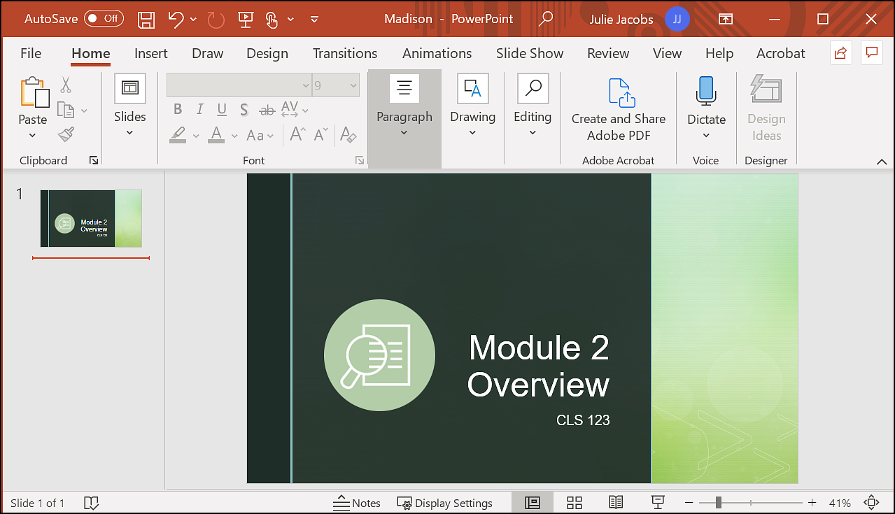 Creating PowerPoint Slide 