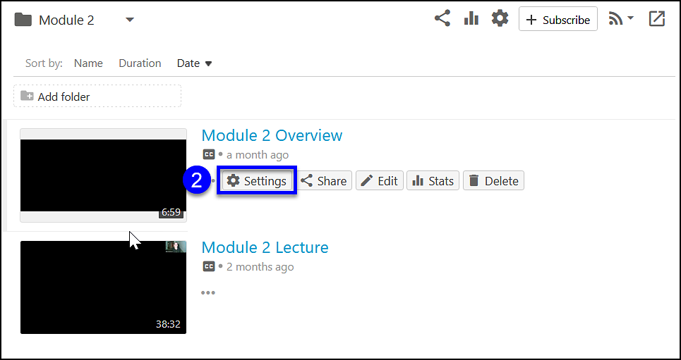 Panopto Canvas Preview Image Step 2 - Settings