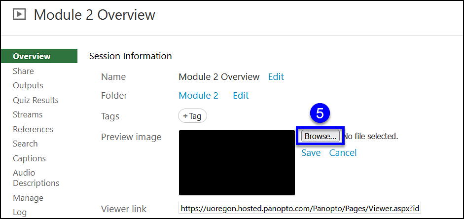 Panopto Canvas Preview Image Step 5 - Browse and Select