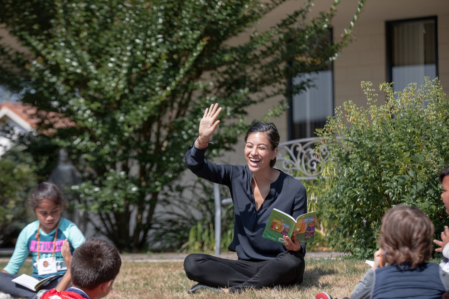 grad student teaching children