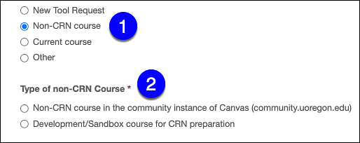 Canvas support ticket requesting community or sandbox site