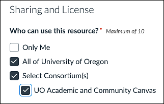 Canvas Commons share resources with Academic and Community instances