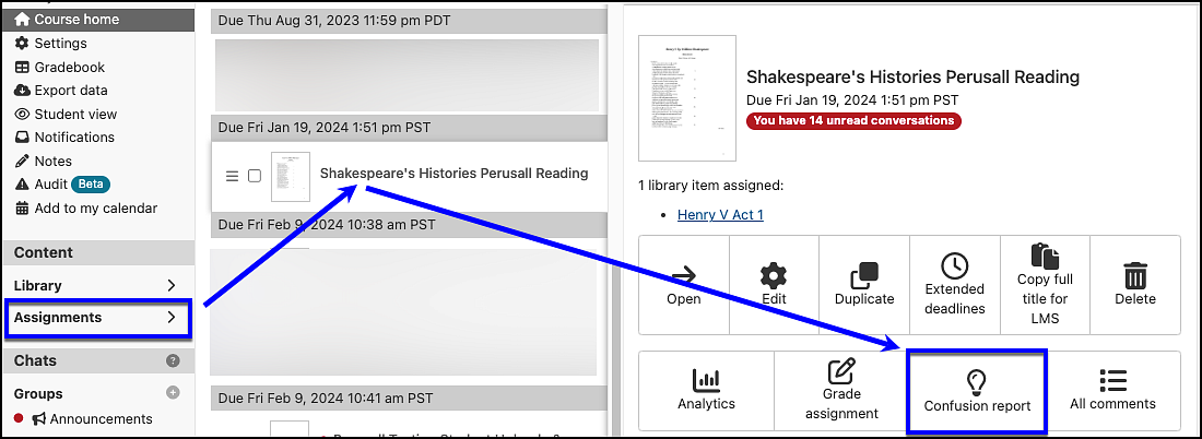 Perusall Assignment Confusion Report Link