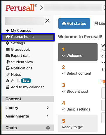 Perusall Course Home and Get Started