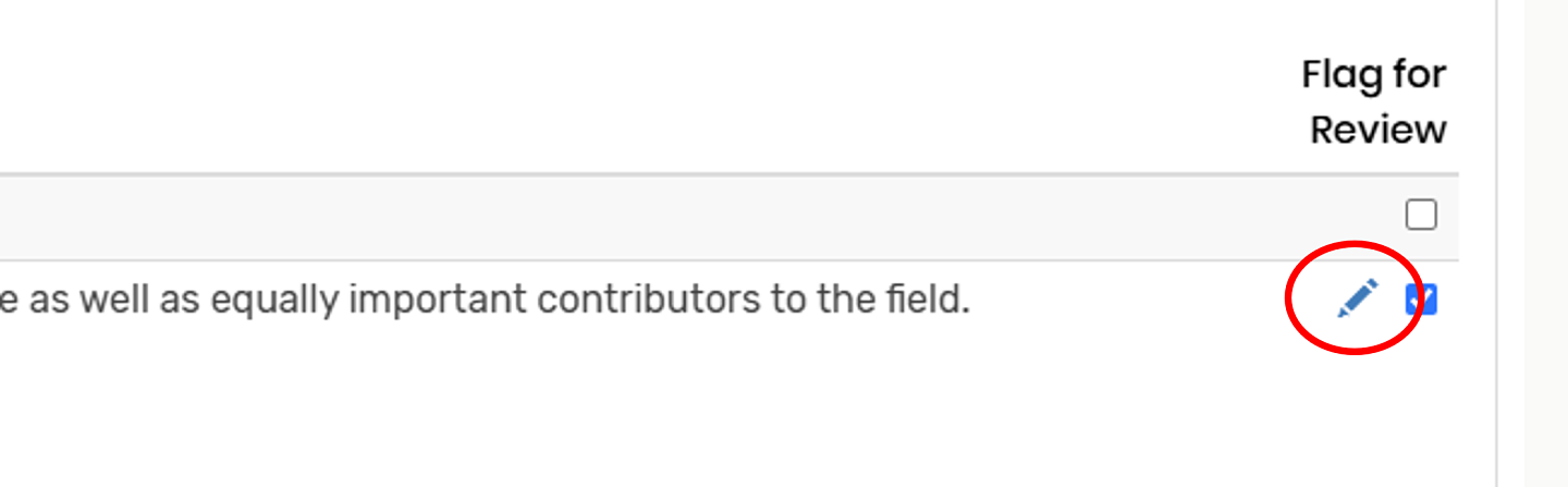 Image of the comment review flag box, with the "edit" pencil circled in red.