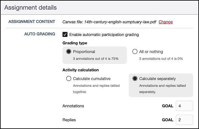 Hypothesis Assignment Details Auto Grading Options