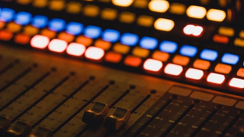Media sound board close up