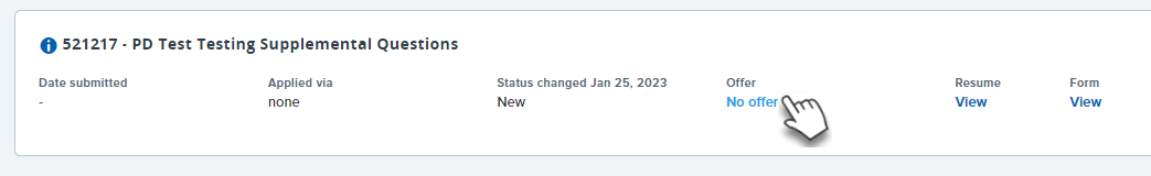 Status of No Offer