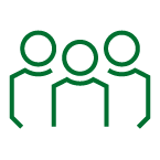 line drawing of three people in a group