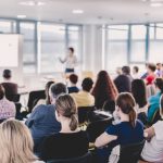 view from audience at a presentation