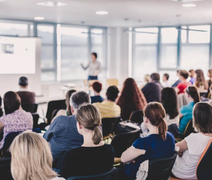 view from audience at a presentation