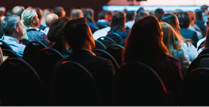 view from audience at a presentation