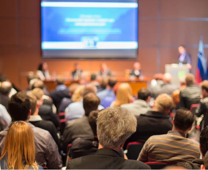 view from audience at a presentation
