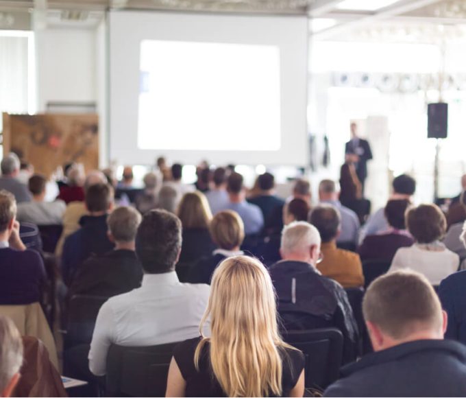 view from audience at a presentation