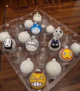 Selection of hand-painted Ghibli ornaments